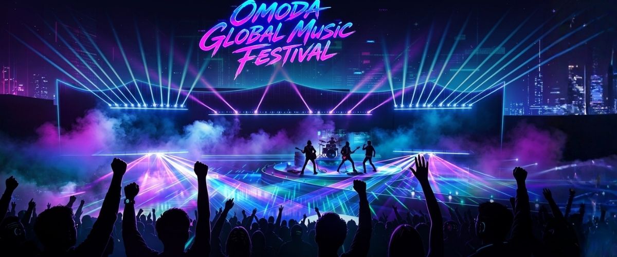 OMODA Global Müzik Festivali'nde sahne alan müzik grubu ve coşkulu kalabalık